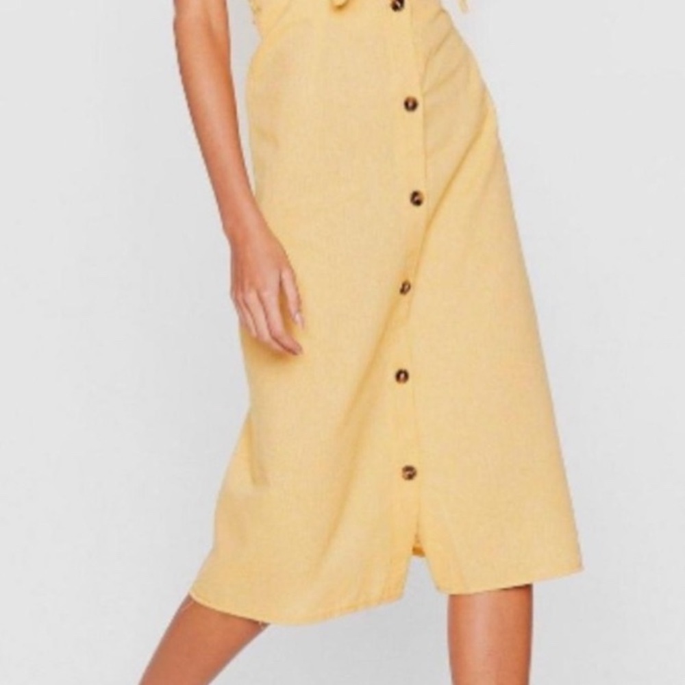 Nasty Gal linen cut out front‎ tie dress size M - Picture 4 of 9